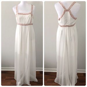 NEW BCBGeneration White Embroidered Square Neck Maxi Dress Size 4 NWT
